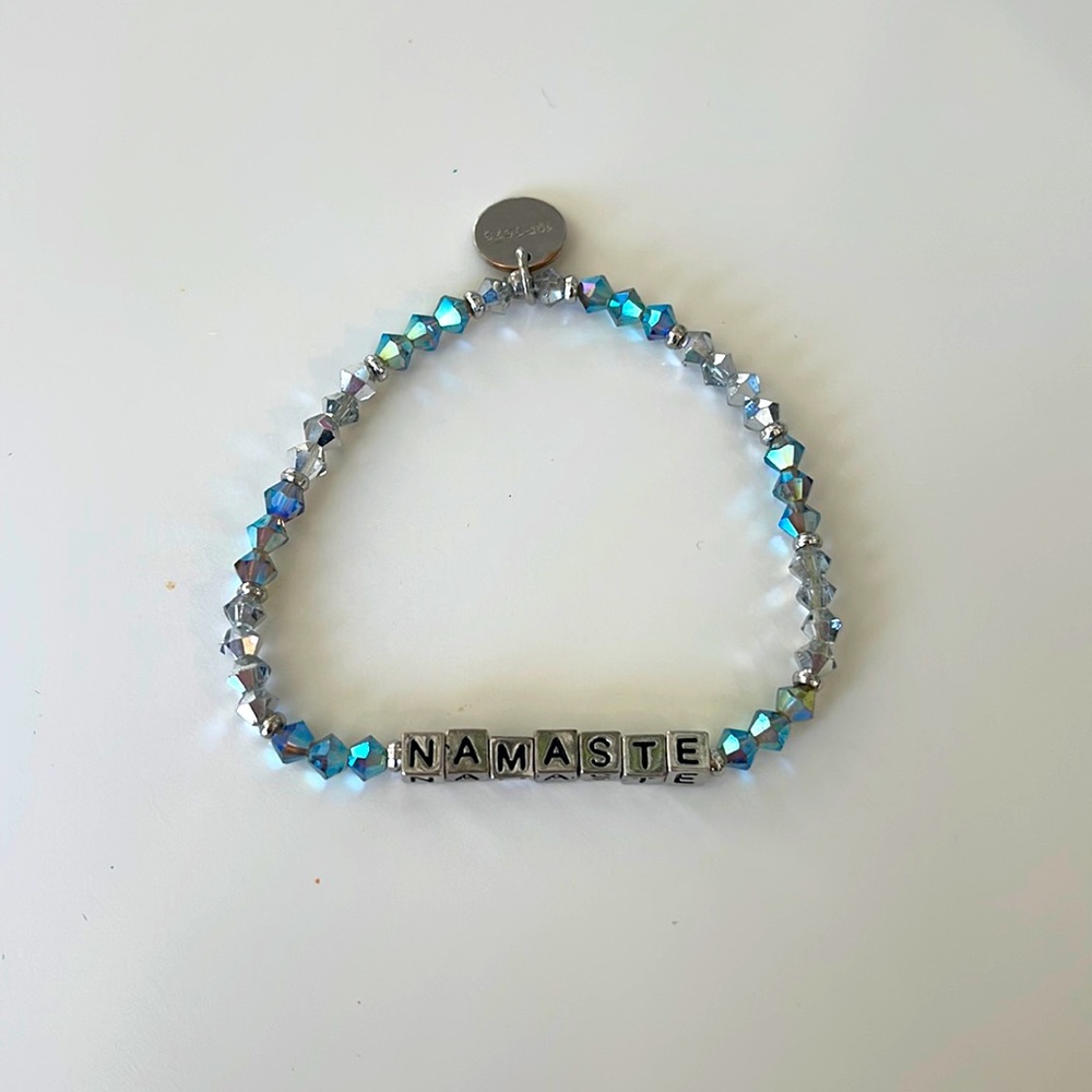 Namaste silver block little words project bracelet